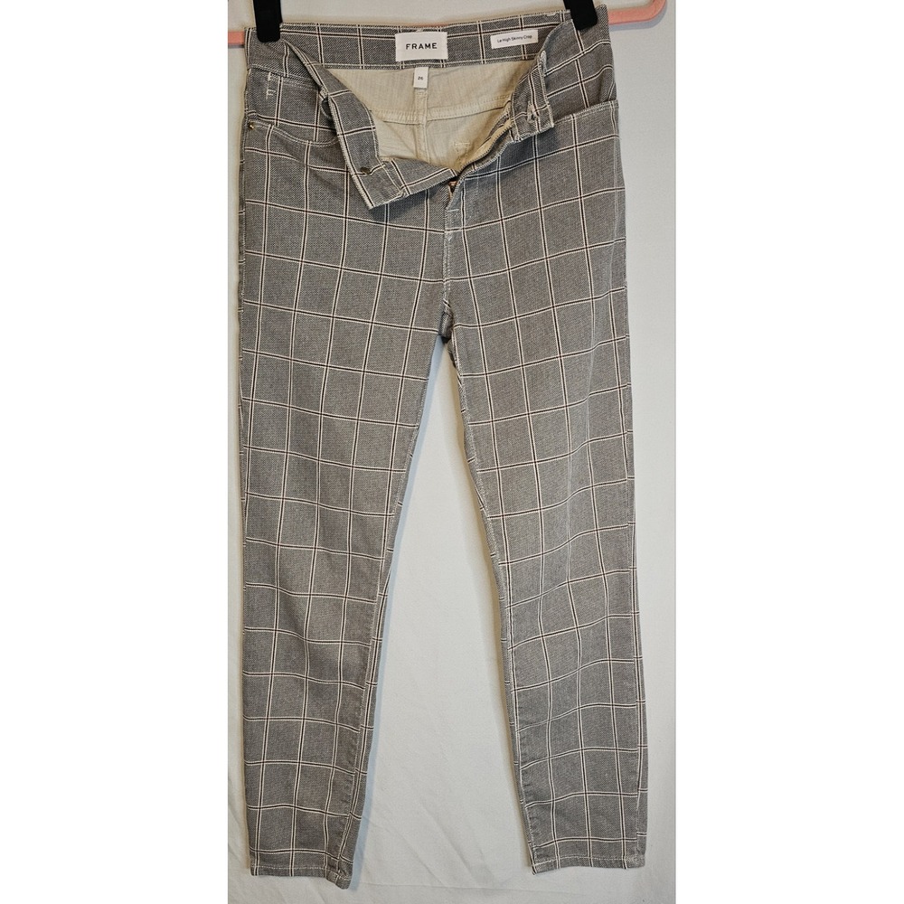 Frame Women's Le High Skinny Crop Jeans Plaid Size 26 White Black Red